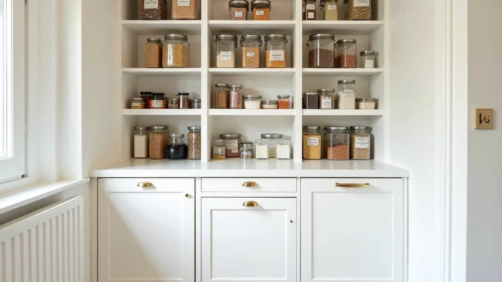 Organized kitchen pantry with modular IKEA storage systems